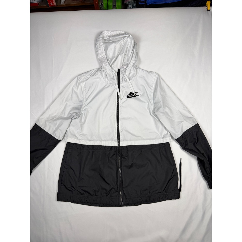 Nike Sportswear‎ Windrunner Full Zip Jacket White Black Women xs small stains